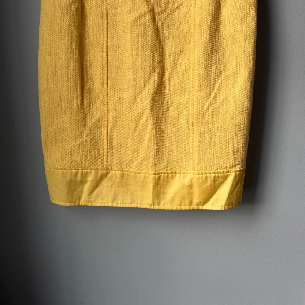 Nanette Lepore Yellow Lace Dress Sleeveless Bow Cotton Sheath Wedding Guest SZ 8